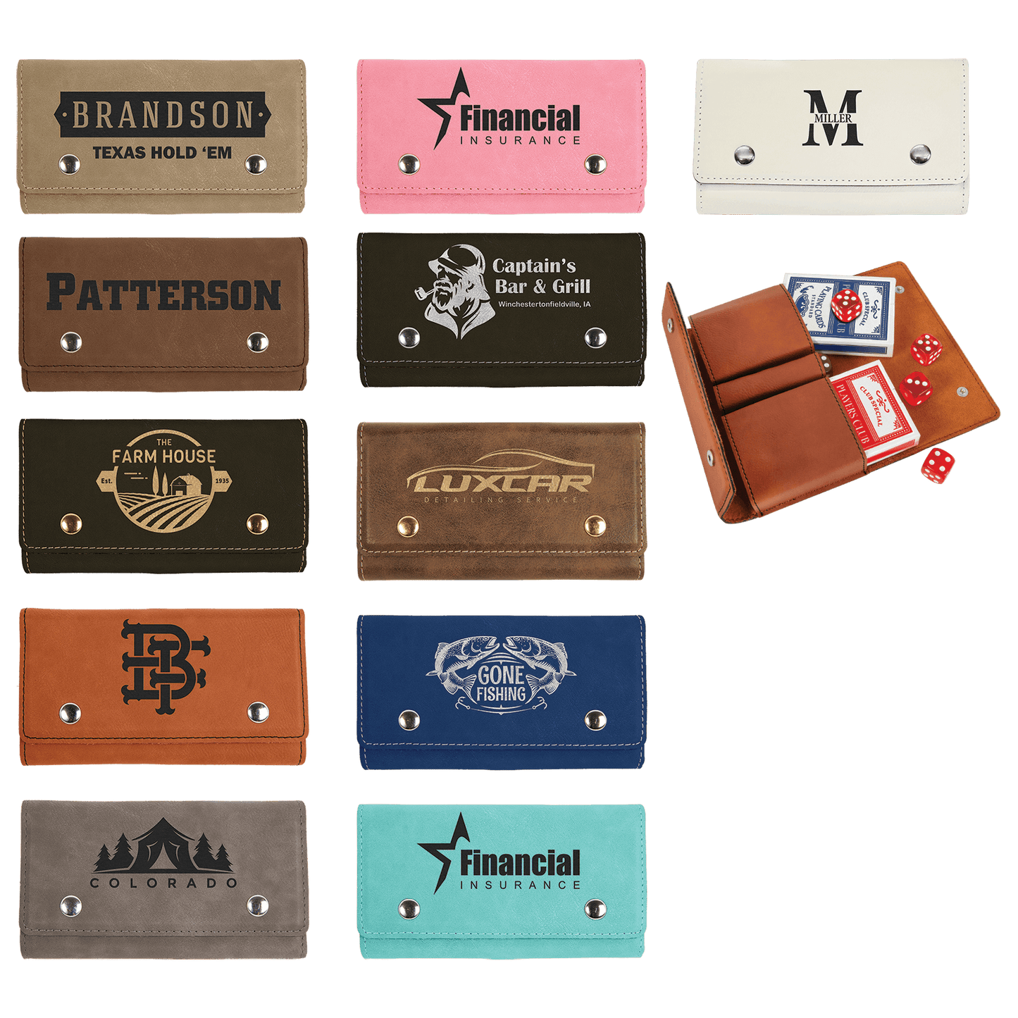 Leatherette Card & Dice Set