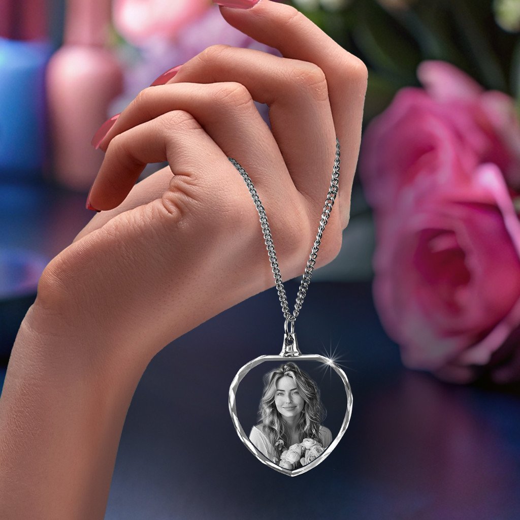 Personalized 2D Crystal Heart Necklace