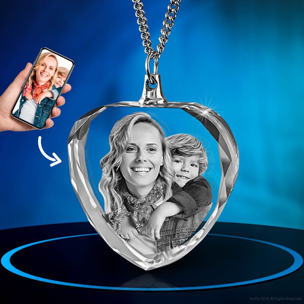 Personalized 3D Crystal Heart Necklace